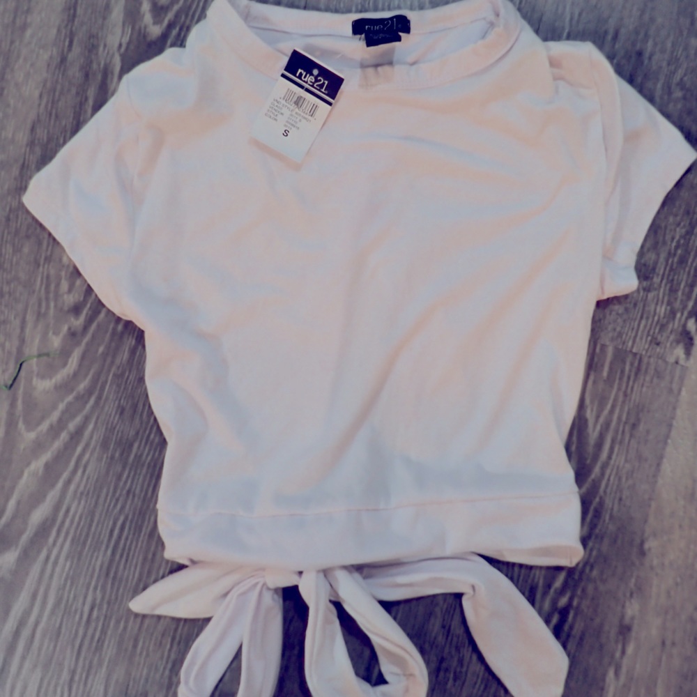 White open back tie around tee